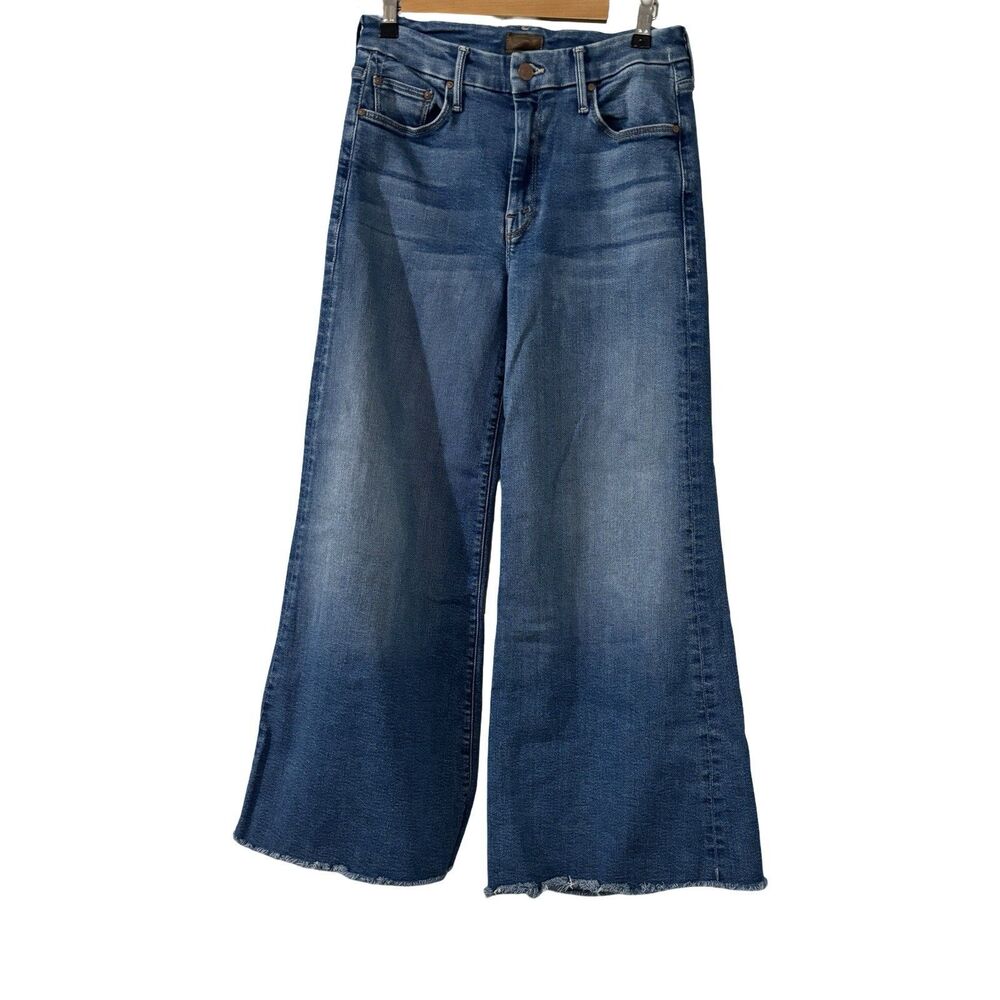 MOTHER The Lil Roller Fray Wide Leg Blue Stretch Jean NWOT Size 27 MSRP $258 - Picture 13 of 14